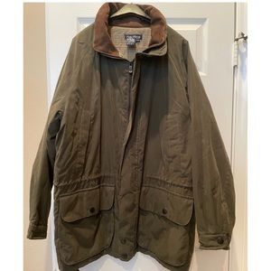 Nautica Men’s Coat size large olive green with brown leather trim